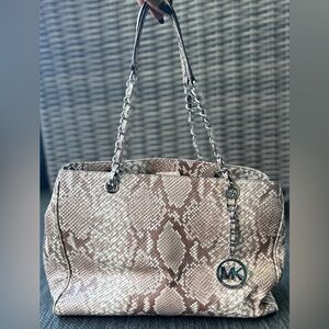 Preloved Michael Kors shoulder bag and wallet.  Beige/brown python